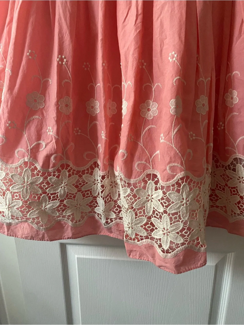 Cottage Core Gorgeous Cotton Floral Lace SLNY Fit & Flare Fairy Feminine Dress - Picture 3 of 11